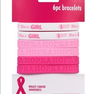 Breast Cancer Awareness Silicone Bracelets, 6 pk
